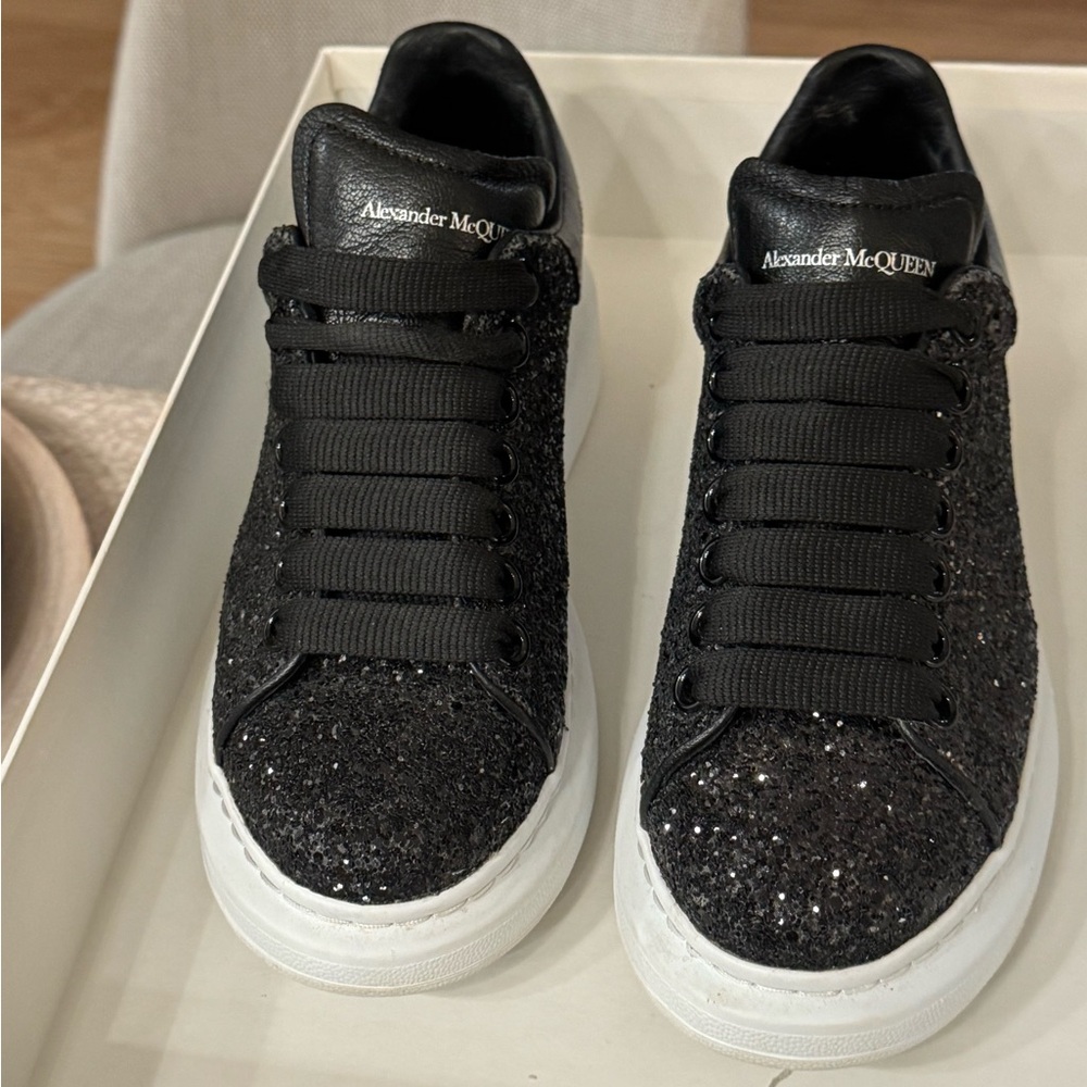 Alexander McQueen Black Galaxy Glitter Sneakers